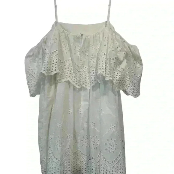 ASOS DESIGN premium double layer off shoulder mini dress white Size 12 - Picture 9 of 12